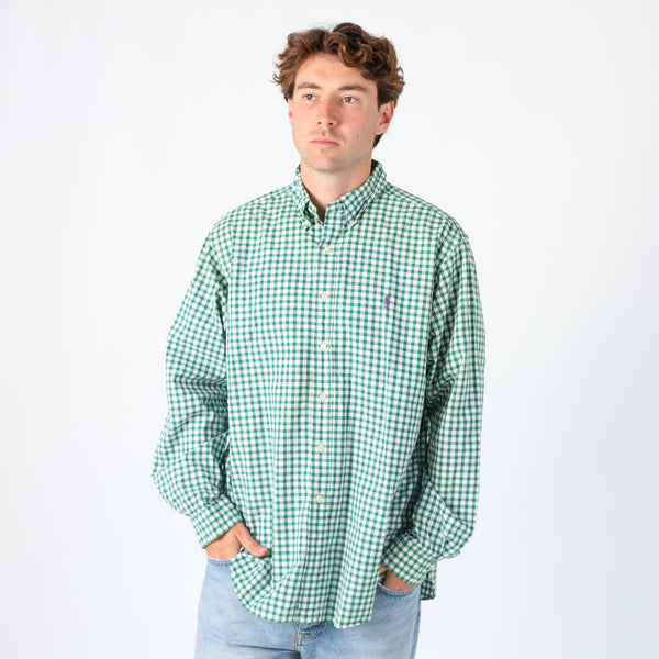 Light Green 90s Polo Jeans Ralph Lauren Long Sleeve T-Shirt (XL)